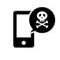 スマートフォンとドクロ スマートフォンとドクロ スマートフォン,スマホ,ドクロ,ドクロマーク,危険,サイバーウイルス,ウイルス,ウイルス感染,マルウェア,サイバー犯罪のシルエット素材