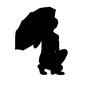 雨の日　女性 人物,女性,中腰,カサ,傘,梅雨,雨,雨天,雨降り,降水のシルエット素材