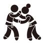 武道 武道 スポーツ,武道,柔道,試合,組み手,女性,お団子ヘア,帯,胴着,全身のシルエット素材