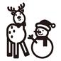 雪だるま キャラ,雪だるま,ゆきだるま,トナカイ,並ぶ,サンタ帽,蝶ネクタイ,マフラー,正面,キャラクターのシルエット素材