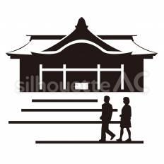 参拝する男女 男女,男性,女性のシルエット素材