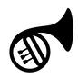 ホルン ホルン,楽器,金管楽器,吹奏楽,ブラスバンド,マーチングバンド,フレンチホルン,オーケストラ,アイコンのシルエット素材