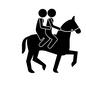 乗馬 乗馬 カップル,恋人,仲良し,夫婦,人物,人,男女,男,女,馬のシルエット素材