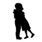 抱き合う 抱き合う,抱きつく,子供,男の子,女の子,抱きしめる,ハグ,全身,横向き,立つのシルエット素材