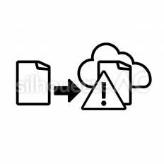 バックアップ失敗　注意 書類,矢印,雲のシルエット素材