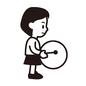 女の子 女の子,全身,横向き,大太鼓,打楽器,バチ,楽器,吹奏楽,ブラスバンド,演奏するのシルエット素材