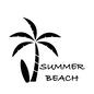 サマービーチ サマービーチ サマービーチ,英語,ヤシの木,椰子の木,サーフボード,ボード,砂浜,ビーチ,板,アイテムのシルエット素材