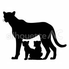 チーターの親子 チーター,動物,親子のシルエット素材