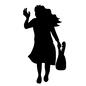手を振る女性 手を振る女性 人,人物,手を振る,女性,買い物袋,マイバック,全身,正面,歩く,フランスパンのシルエット素材