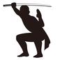 武術 武術 武術,武道,日本刀,全身,ポーズ,構え,刀,正面,しゃがむ,膝を曲げるのシルエット素材