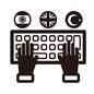 タイピング インド,ヒンディー語,国旗,英語,イギリス,トルコ,トルコ語,両手,キーボード,打つのシルエット素材