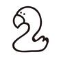 数字2 2,二,鳥,バード,白鳥,アヒル,動物,アニマル,動物数字,数字のシルエット素材