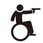 パラ射撃 パラ射撃,射撃,車いす,ピストル,構える,狙う,片腕,パラスポーツ,ピクトグラム,障がい者のシルエット素材