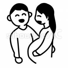 妊娠　夫婦 夫婦,男性,女性のシルエット素材