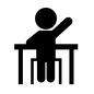 授業中 授業中 ピクトグラム,小学生,授業中,授業,人,人物,子供,机,イス,座るのシルエット素材