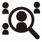基本　求人 人物,拡大,検索,募集,探す,会社,候補,アイコン,ピクトグラム,シンプルのシルエット素材