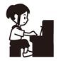 ピアノ ピアノ,ピアノ教室,女の子,音楽教室,楽器,鍵盤楽器,弾く,セーラー服,全身,座るのシルエット素材