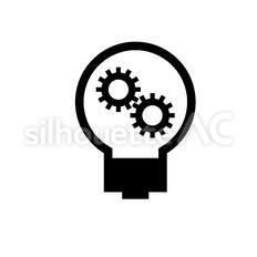 電球 歯車,ギア,ギアーのシルエット素材