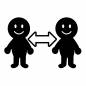 離れて立つ2人 離れて立つ2人 人物,笑顔,立つ,距離,矢印,離れる,間隔,ソーシャルディスタンス,感染症,感染対策のシルエット素材