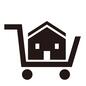 不動産 カート,一戸建て,戸建て,ショッピングカート,マイホーム,買う,お買い上げ,購入,家,物件のシルエット素材