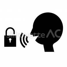 音声認証で解錠するシルエット 音声認証,声,セキュリティのシルエット素材