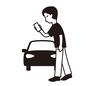 歩きスマホ 歩きスマホ 歩きスマホ,自動車,人物,男性,スマホトラブル,スマホ,トラブル,危ない,危険行為,横向きのシルエット素材