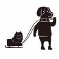 ソリで遊ぶ犬 犬,ソリ,雪遊び,動物,かわいい,ペット,擬人化,遊ぶ,ゲレンデ,防寒のシルエット素材