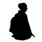 座る 座る,女性,女の人,着物姿,和服姿,すわる,正座,横向き,動き,ポーズのシルエット素材