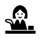 受付 受付 仕事,ビジネス,デパート,受付嬢,案内,女性,女,カウンター,会社,総合案内のシルエット素材
