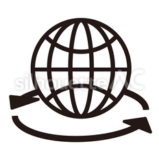 ループ矢印と地球 ループ,繰り返す,矢印のシルエット素材
