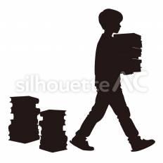 本を整理 本,棚,積み重ねのシルエット素材