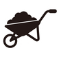 砂を運ぶ一輪車 一輪車,運ぶ,運搬,砂,土,ガーデニング,ガーデニング用品,家庭菜園,園芸,園芸用品のシルエット素材