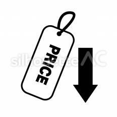 価格競争　白抜き タグ,矢印,下降のシルエット素材