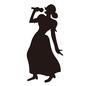 カラオケ カラオケ 女性,全身,横向き,のけぞる,ハンドマイク,片手,熱唱,ロングスカート,歌う,カラオケ教室のシルエット素材
