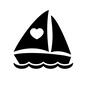 ヨット ヨット アイコン,ヨット,船,船艇,帆,乗り物,海,波,ハート,ハートマークのシルエット素材