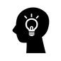 ひらめく ひらめく,ひらめき,人,人物,横向き,顔,電球,光る,分かった,ピクトグラムのシルエット素材