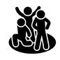 3人組 3人組 3密,クラスター,ビジネス,ピクトグラム,人,3人技,3人組,技,運動,運動会のシルエット素材