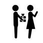 プレゼント プレゼント カップル,仲良し,恋人,夫婦,プレゼント,サプライズ,人物,人,男女,男のシルエット素材
