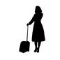 トラベル トラベル 人物,女性,全身,待つ,旅,旅行,トラベル,キャリー,キャリーバッグ,バッグのシルエット素材