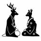 (和装)鹿 (和装)鹿 シカ,カップル,結婚,ウェディングドレス,タキシード,角,全身,記念,厳か,幻想的のシルエット素材