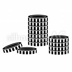 積み上げられたコイン コイン,積み上げ,硬貨のシルエット素材