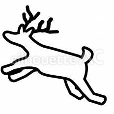 トナカイ　白抜き トナカイ,角,走るのシルエット素材