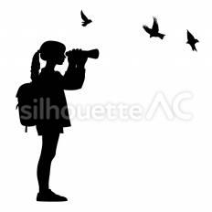 バードウォッチング バードウォッチング,双眼鏡,覗くのシルエット素材