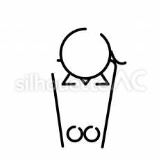 お辞儀をする　女性　上半身 ピクトグラム,ピクトサイン,アイコンのシルエット素材