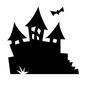 ハロウィーン ハロウィーン ハロウィーン,ハロウィン,10月,秋,コウモリ,蝙蝠,モンスター,廃墟,不気味,お城のシルエット素材