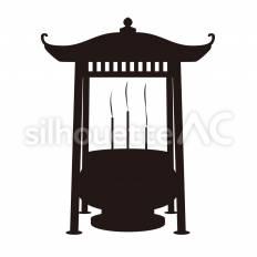 常香炉 常香炉,香炉,寺のシルエット素材