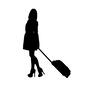 トラベル トラベル 人物,女性,全身,歩く,引く,旅,旅行,トラベル,お出かけ,キャリーのシルエット素材