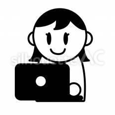 PC作業をする女性 pc,スーツ,会社員のシルエット素材