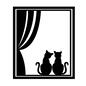 猫のカップル 猫のカップル 猫,カップル,日向ぼっこ,窓辺,出窓,窓,カーテン,窓枠,後姿,2匹のシルエット素材