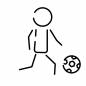 サッカー部 ピクトグラム,ピクトサイン,アイコン,サッカー,ボール,蹴る,走る,全身,運動,スポーツのシルエット素材